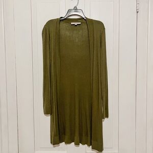 Olive Green Ribbed LOFT Cardigan